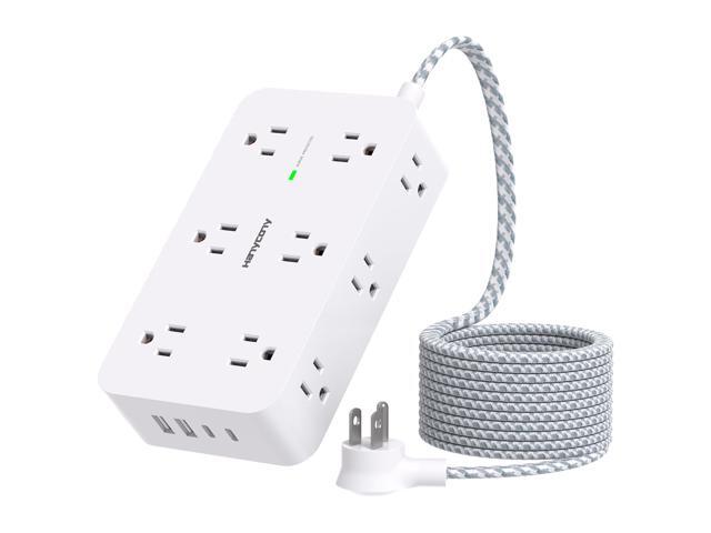 Power Strip Surge Protector, 12 Multiple Outlets 4 USB Ports (2 USB C), 5Ft Braided Extension Cord Flat Plug, Overload Surge Protection, Desk for...