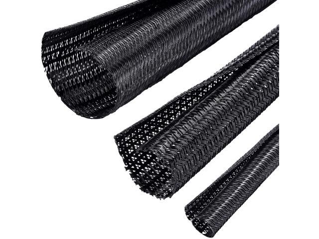 3 Pieces Cord Protector Wire Loom Tubing Cable Sleeve Split Sleeving for USB Charger Cable Cord Cover Audio Video Cable (Black, 1 Inch, 1/2 Inch,...