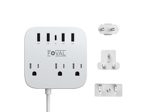 Travel Plug Adapter, Power Strip with USB C and 4 USB Ports, 3 AC Outlets, Wall Mountable, 5ft Extension Cord, Compact for Travel, Cruise Ship,...