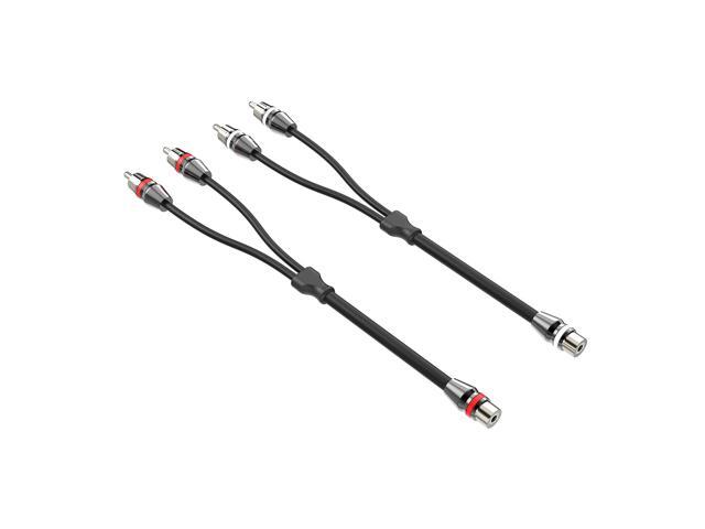 1ft 1 Female to 2 Male Nickel Plated Y Adapter Splitter Connector Cable (2 Pack)