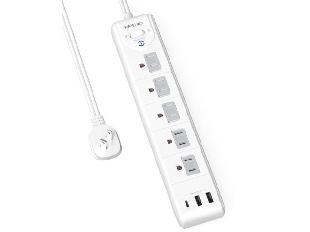 2 Prong Power Strip, 2 Prong to 3 Prong Outlet Adapter, 5ft Extension Cord with Polarized Plug, 1680J Surge Protector, 5 AC Outlets & 3 USB, Wall...