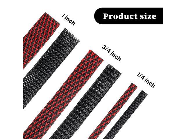 96ft Wire Loom Braided Cable Sleeve Covers Cord Management with 127 Pcs Tube Heat Shrinkable for Audio Video Cable Cord Protectors from Pets(1/4,...
