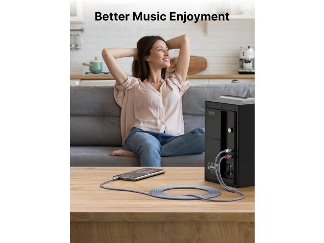 25ft/7.5M Aux to RCA Headphone Male to Male Jack Adapter Nylon Braided 1/8 to RCA Audio Y Cord for Smartphones, MP3, Tablets, Speakers, HDTV - Grey