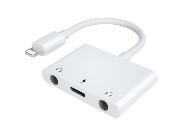 3in1 Lighting to 3.5mm Headphone Adapter, Dual Earphone Jack Audio and Charging Adapter, Headphone Splitter, Support iOS 10 to 16