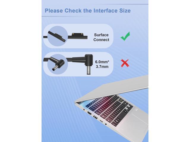 65W Charger Compatible with Pro 3 4 5 6 7 7+ 8 9 10 X Laptop 5 4 3 2 1 Book 3 2 1 Go 4 3 2 1 Tablet Windows Replacement Charging Adapter