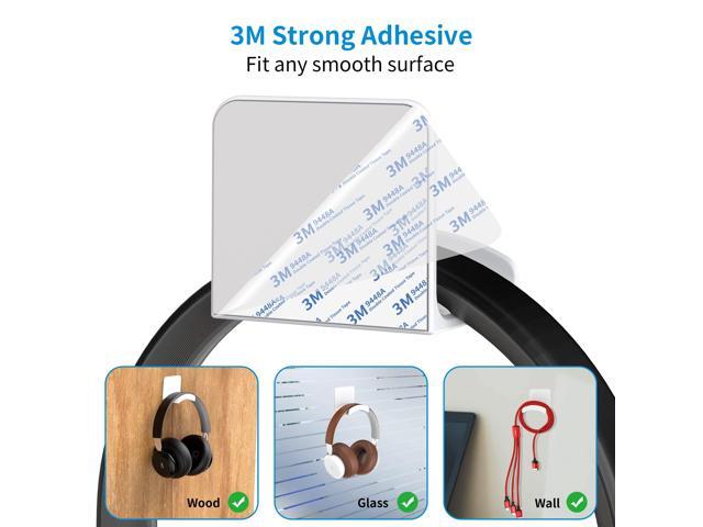 Headphone Stand Headset Holder - Adhesive Gaming Earphones Hanger, Universal Desk Wall Mount Hook for All Headphone/Controller (White)