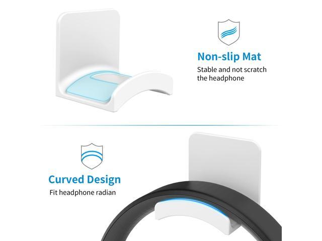 Headphone Stand Headset Holder - Adhesive Gaming Earphones Hanger, Universal Desk Wall Mount Hook for All Headphone/Controller (White)