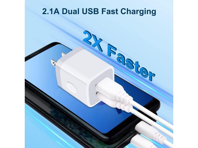 USB Wall Charger Plug 5Pack 2.1A Dual Port Fast Charger Adapter Phone Block Box
