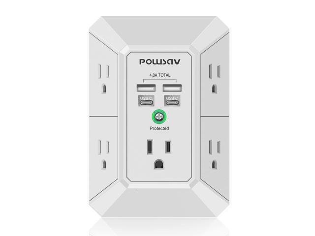 5-Outlet Power Strip with 4 USB Ports - Surge Protector for Home, Office, School - Listed