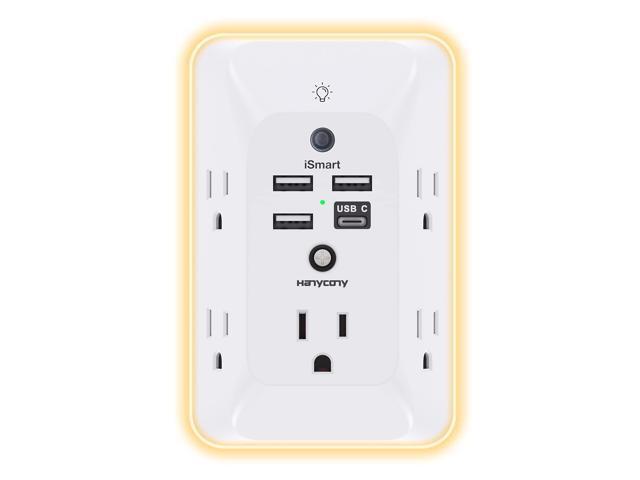 Outlet Extender with Night Light, Multi Plug Outlet, USB Wall Charger Surge Protector 4 USB Ports(1 USB C), Power Strip Electrical Outlet Splitter...