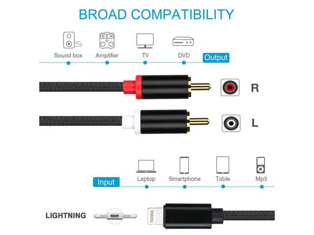 Lightning to RCA Cable Audio Aux Adapter, Stereo Y Splitter Adapter for Select Models for Power Amplifier, Car, Home Theater, Speaker and More...