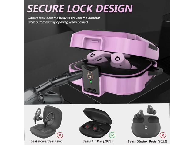 with Safety Lock Case Cover Protector, Carbon Fiber Material Shock-Absorbing Earbuds Case with Keychain/Storage Box/Clean Brush/Wrist Strap -...