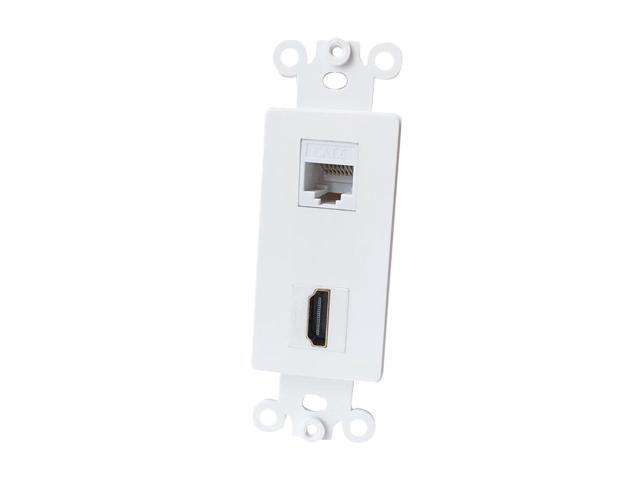 Wall Plate - HDTV Cable RJ45 Keystone Insert Plate for Midsize/Oversize Cover Plate