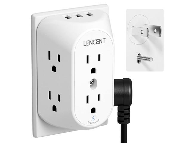 2 Prong Surge Protector Power Strip with USB Ports, 2 Prong to 3 Prong Grounding Outlet Adapter, Multi Plug Wall Outlet with 6 Outlets 3 USB, Wall...