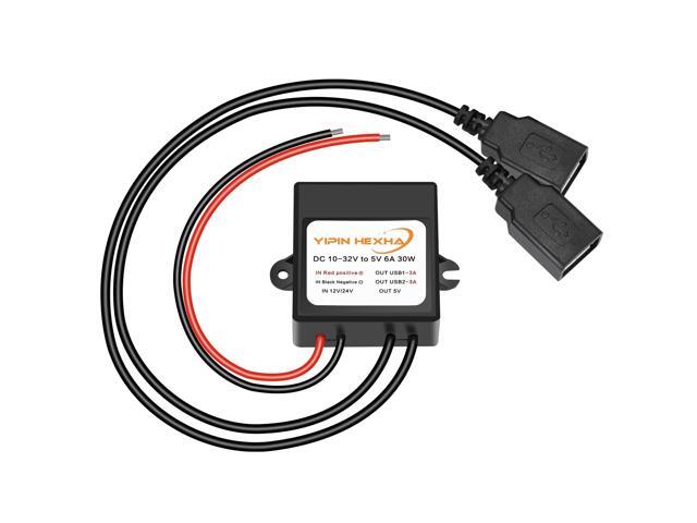 Converter 12V 24V to 5V 6A 30W Dual USB Female DC DC Buck Converter Power Adapter Step Down Module