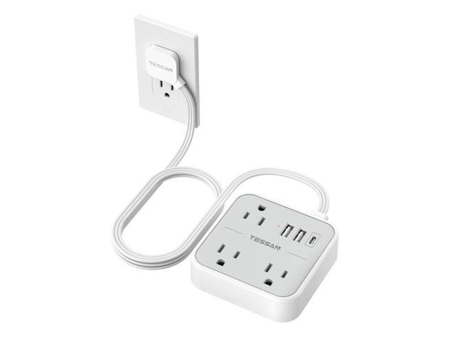 Ultra Thin Flat Extension Cord 5 FT, Slim Power Strip with USB Ports (1 USB C), Surge Protector Flat Plug Wall Charger with 3 Outlets for Office,...