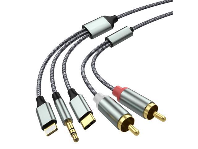 Audio Aux Adapter (2.3M), RCA to 3.5mm Cable, USB C to 2 RCA Audio Cable, (3 in 1 audio cable) for Power Amplifier, Car, Home Theater, Speaker and...