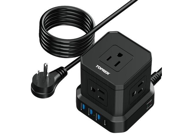 Power Strip with USB-C (3.0A), Surge Protector (700J), 10 FT Extension Cord with 5 AC & 4 USB, Portable Travel Flat Plug for Office, Dorm, Hotel,...