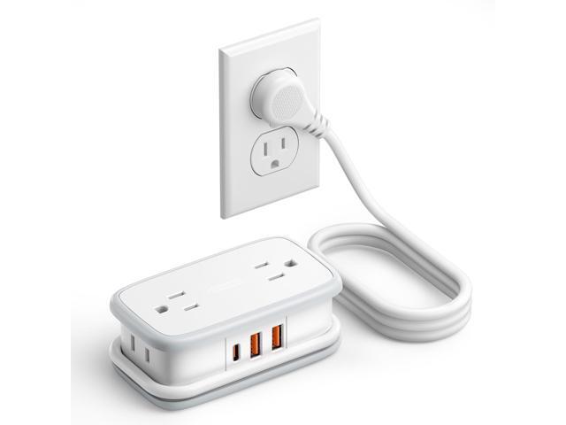 20W Travel Power Strip, Travel Essentials 4 Outlets 3 USB(1 USB-C) with 4FT Wrapped Extension Cord Flat Plug, Vacation Essentials for Hotel Travel...