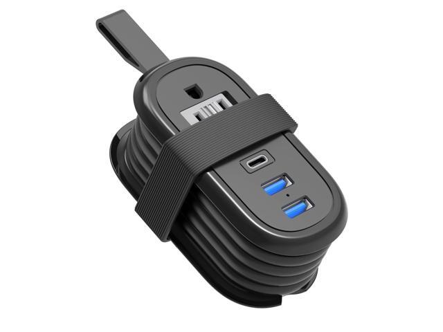 Travel Power Strip with USB C Ports, 4FT Extension Cord, 2 Outlets, 3 USB Ports, Cruise Ship Essentials (3.4A Charge, Black)