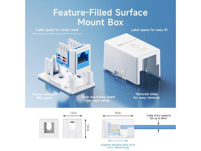 10-Pack 1-Port Keystone Jack Surface Mount Box in White