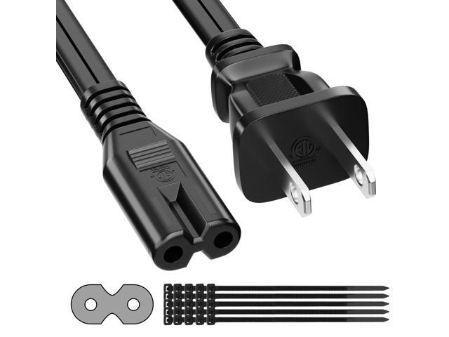 2 Prong Power Cord 25 FT, Non-Polarized AC Power Replacement Supply Cable, 7A, 125V, ETL Compatible, TV, Xbox, Laptop, Printer, C7 to 1-15P, Black,...