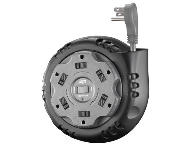 6-Outlet Surge Twist Cord Reel Retractable Power Strip Surge Protector, 1085J Surge Protection, 8ft 14/3 Retractable Extension Cord, 3-Prong...