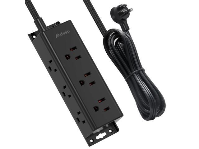 Power Strip - 9 Widely Spaced Multi Outlets, Wall Mount, 3 Side Outlet Extender with Extension Cord, Flat Plug, Overload Protection, Home Office...
