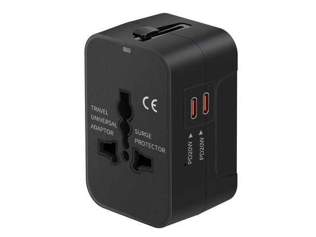 Travel Adapter Fast Charger, All in One Plug Adapter With 2 USB-C PD20W GaN Worldwide Power Adapter International Wall Charger Foldable Plug...
