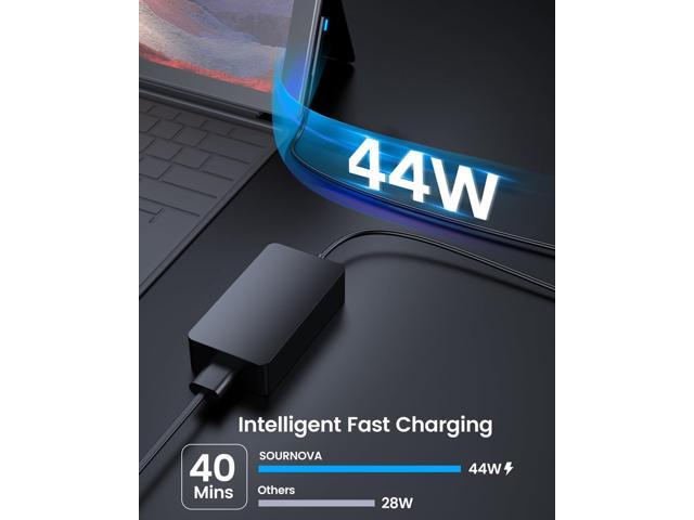 Surface 44W Power Supply Adapter - Compatible with Go 2, Laptop Go 3, Book 2, Pro 7, Pro X - Works with 36W, 24W