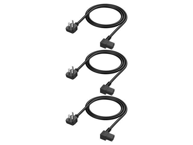 3 Feet 18 AWG Universal Power Cord for NEMA 5-15P Angle Type to IEC320 C13 Angle Type Cable, 0.915M / Black
