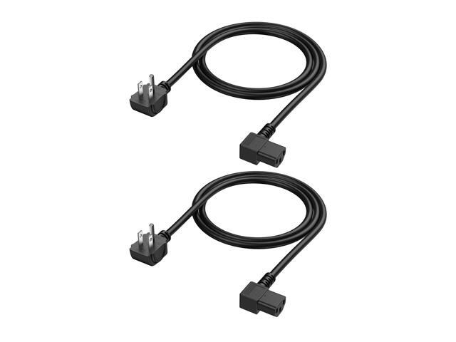 3 Feet 18 AWG Universal Power Cord for NEMA 5-15P Angle Type to IEC320 C13 Angle Type Cable, 0.915M / Black2 Pack