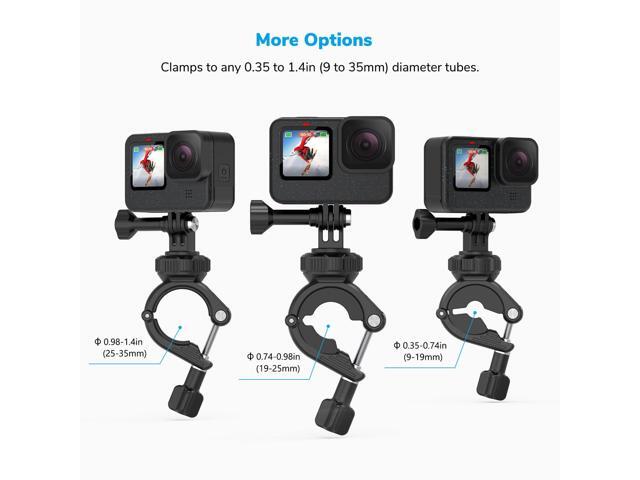 Handlebar Pole Mount Motorcycle Clamp Mount Compatible with Action Cameras - 360 Degree Rotation