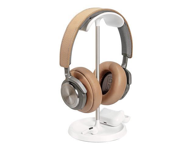 Headphone Stand, Curved Headset Stand with Storage Tray, Heavy Base Gaming Headset Holder for AirPods Max, AirPods, AirPods Pro and More (White)