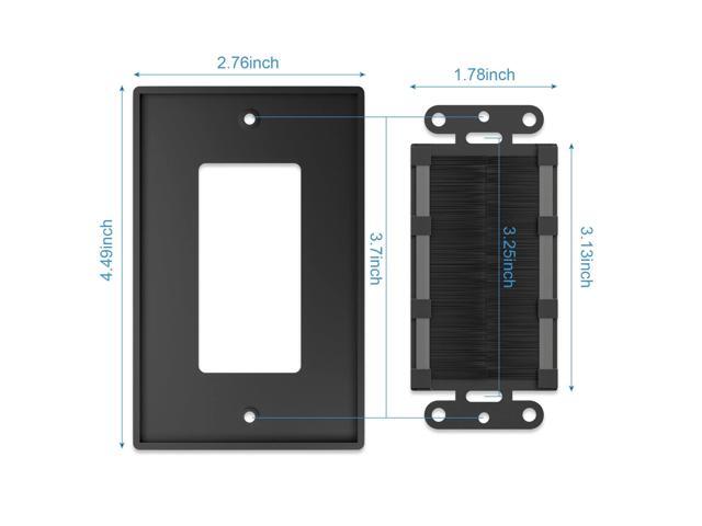 (2 Pack) Brush Wall Plate with Low Voltage Mounting Bracket, Cable Pass Through Insert for Wires, Single Gang Cable Access Strap, Wall Socket for...