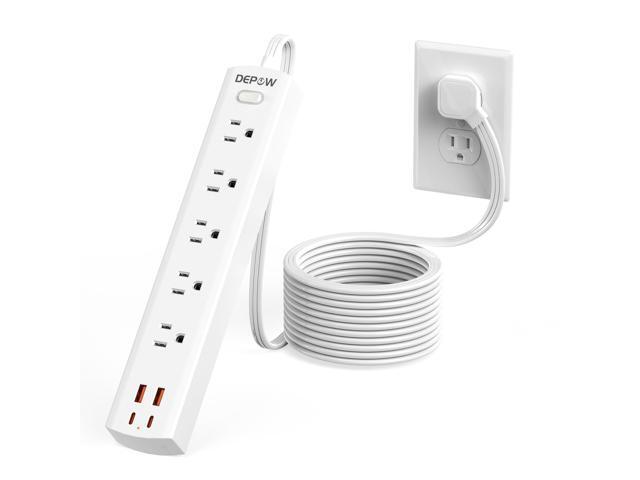 Surge Protector with 5 AC Outlets (1625W/13A) 4 USB Ports (2 USB C), Ultra Thin Extension Cord, Low Profile Flat Plug, 1700 Joules, Wall Mount for...
