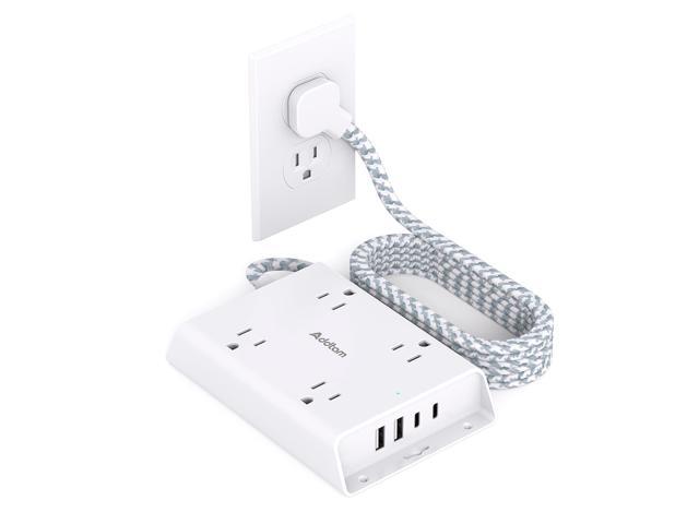 Surge Protector Power Strip, 5 ft Flat Plug Extension Cord with 4 USB Wall Charger(2 USB C Port), 4 Widely Outlets Desk Charging Station, Home...