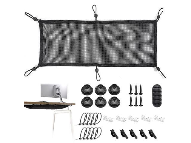 Cable Management Mesh Under Desk Kit, Privacy Net, 36PCS Table Flexible Wire Organizer, Extra Large Capacity Kit Desk, 27 x 10 Inches