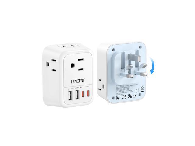 Foldable US to UK Ireland Plug Adapter, Type G Travel Outlet Adapter with 4 USB Charger(2 USB C), Power Adaptor for USA to Scotland Dubai Hong Kong...
