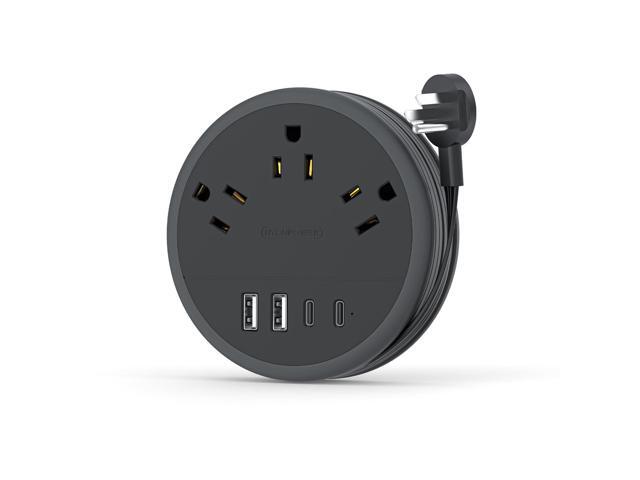 Flat Plug Extension Cord, 2 USB C Travel Power Strip with 3 Outlets 4 USB Ports, 4ft Flat Extension Cord, Portable Power Strip Mountable for Travel...