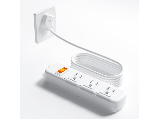 Flat Plug Power Strip Surge Protector 3 Outlets, Extension Cord 6 ft 3 Prong, 300J, 10A/1250W, Overload Protection Switch, Plug Strip for Home...