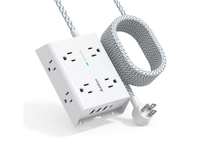 15Ft Long Surge Protector Power Strip with 8 AC Outlets and 4 USB Ports(1 USB C), 3-Side Outlet Extender Strip, Flat Plug, Wall Mount, Dorm Home...