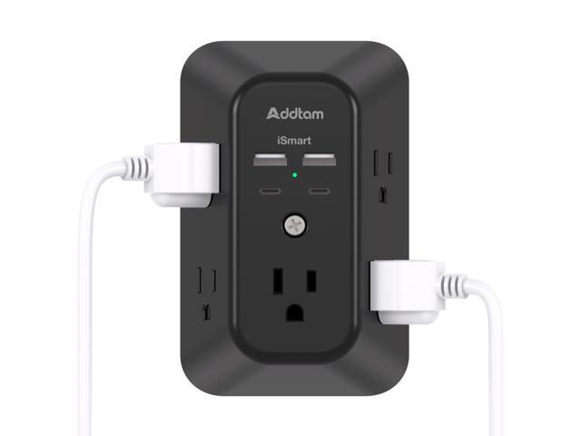 Surge Protector Outlet Extender - 5-Outlet Splitter with 4 USB Wall Charger (2 USB-C Ports), Multi Plug Outlet Power Strip for Home, Dorm Room...
