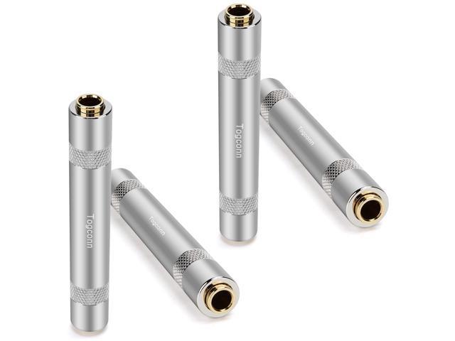 1/4 Inch Female to Female Gold-Plated Coupler (4 Pack), 1/4' Stereo and Mono Jack Adapter Joiner, 6.35mm Extension Gender Changer Converter...