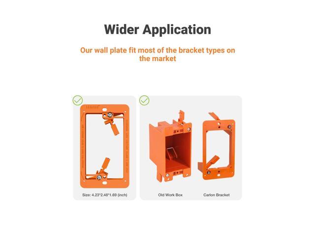 Wall Plate with Mounting Bracket, Cable Pass Through Decorator Cover for Low Voltage Wires, Single Gang Cord Hider for TV Home Theater System,...