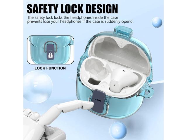 Clear Case for True Wireless Noise Cancelling Earbuds Anti-Scratch Protective Cover with Keychain (Clear Blue)