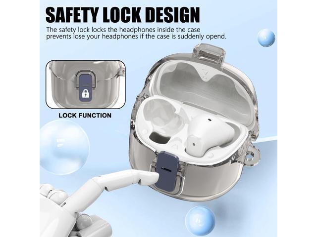 Clear Case for True Wireless Noise Cancelling Earbuds Anti-Scratch Protective Cover with Keychain (Clear Grey)