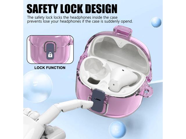 Clear Case for True Wireless Noise Cancelling Earbuds Anti-Scratch Protective Cover with Keychain (Clear Purple)