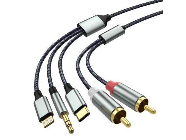 Audio Aux Adapter (10.3M), RCA to 3.5mm Cable, USB C to 2 RCA Audio Cable, (3 in 1 Audio Cable) for Power Amplifier, Car, Home Theater, Speaker and...