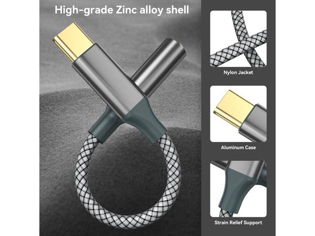 USB C to Aux Audio Dongle Cable Cord (Pack of 2), Type C to 3.5mm Female Headphone Jack Adapter for smartphone and tablet devices